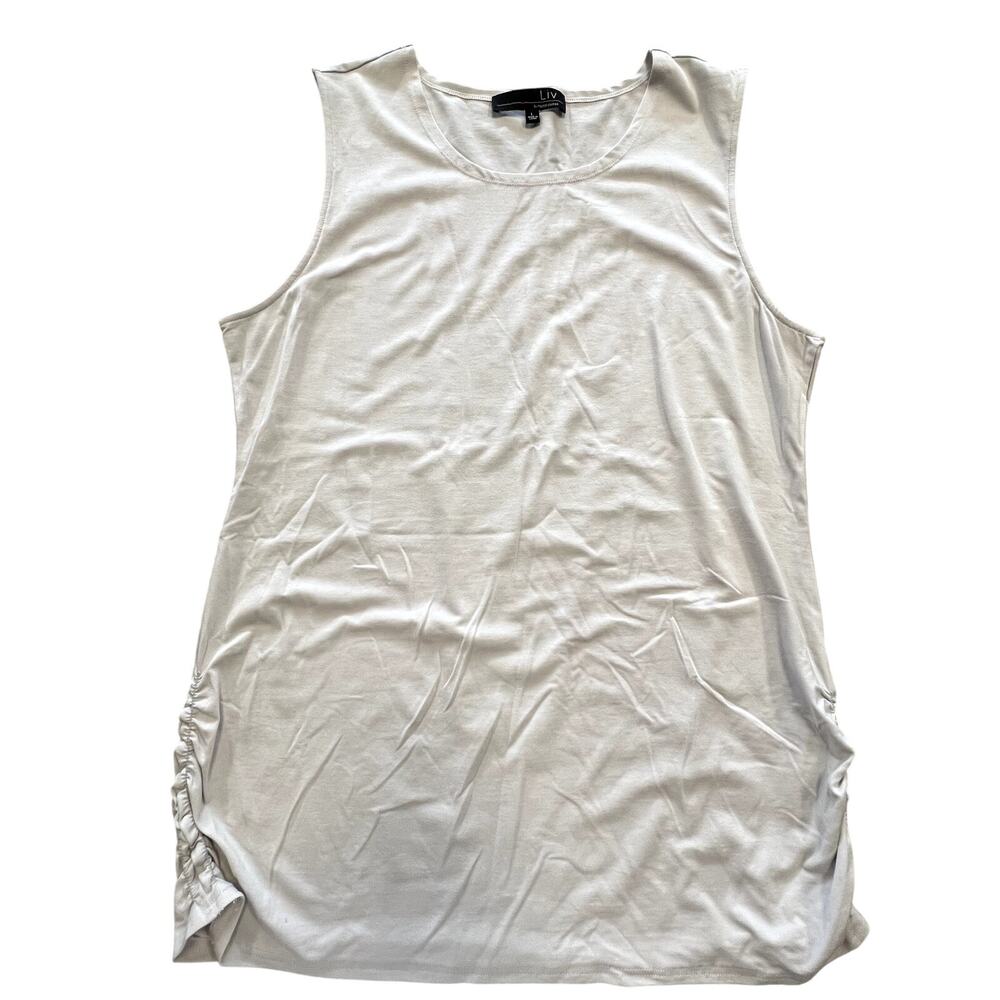 Liv by Habitat Clothing White Ruched Tank Top Size Large